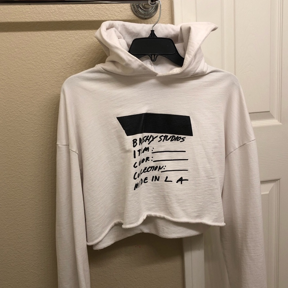 Oversized Cropped White Hoodie